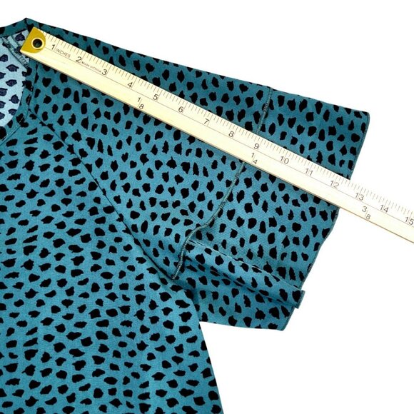 Women's Green Polka Dot Round Neck Tiered Sleeve Blouse 0X & 1X Short Sleeve Top - Picture 10 of 13